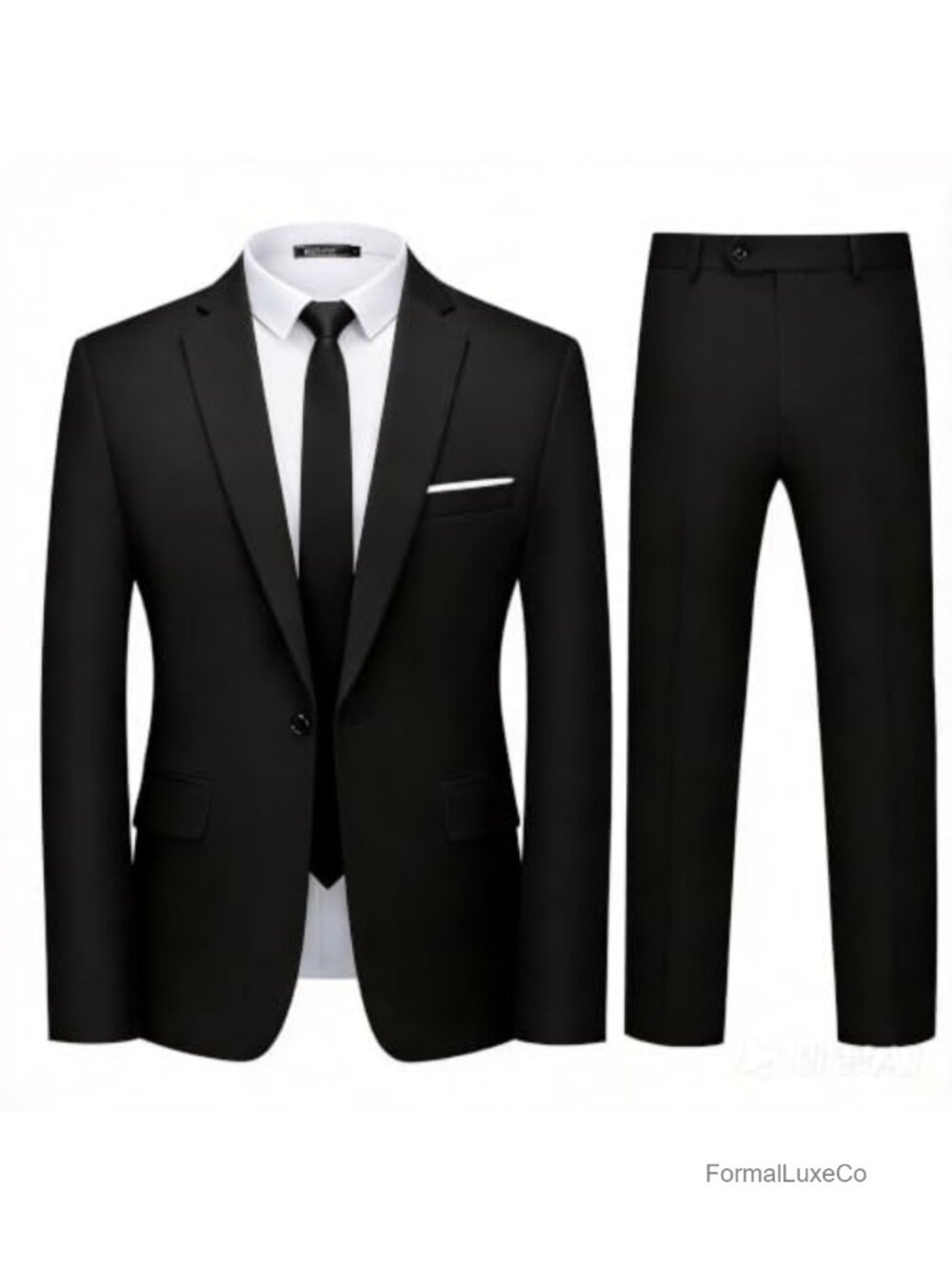 Men's 2 Piece Slim Fit Suit Set One Button Jacket & Pants